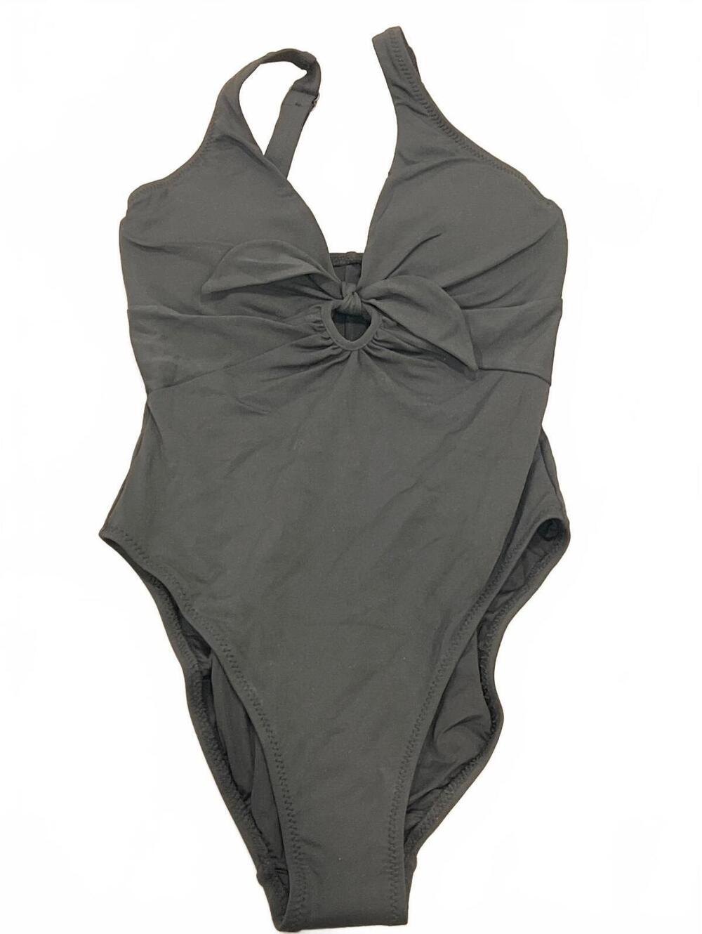 Robin Piccone Ava Plunge Neck Tie-Front One Piece Swimsuit